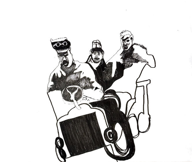 Three Men in a Truck